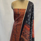 Classic Brown Black Ajrakh Print  Manipuri Silk Suit Set With Dupatta