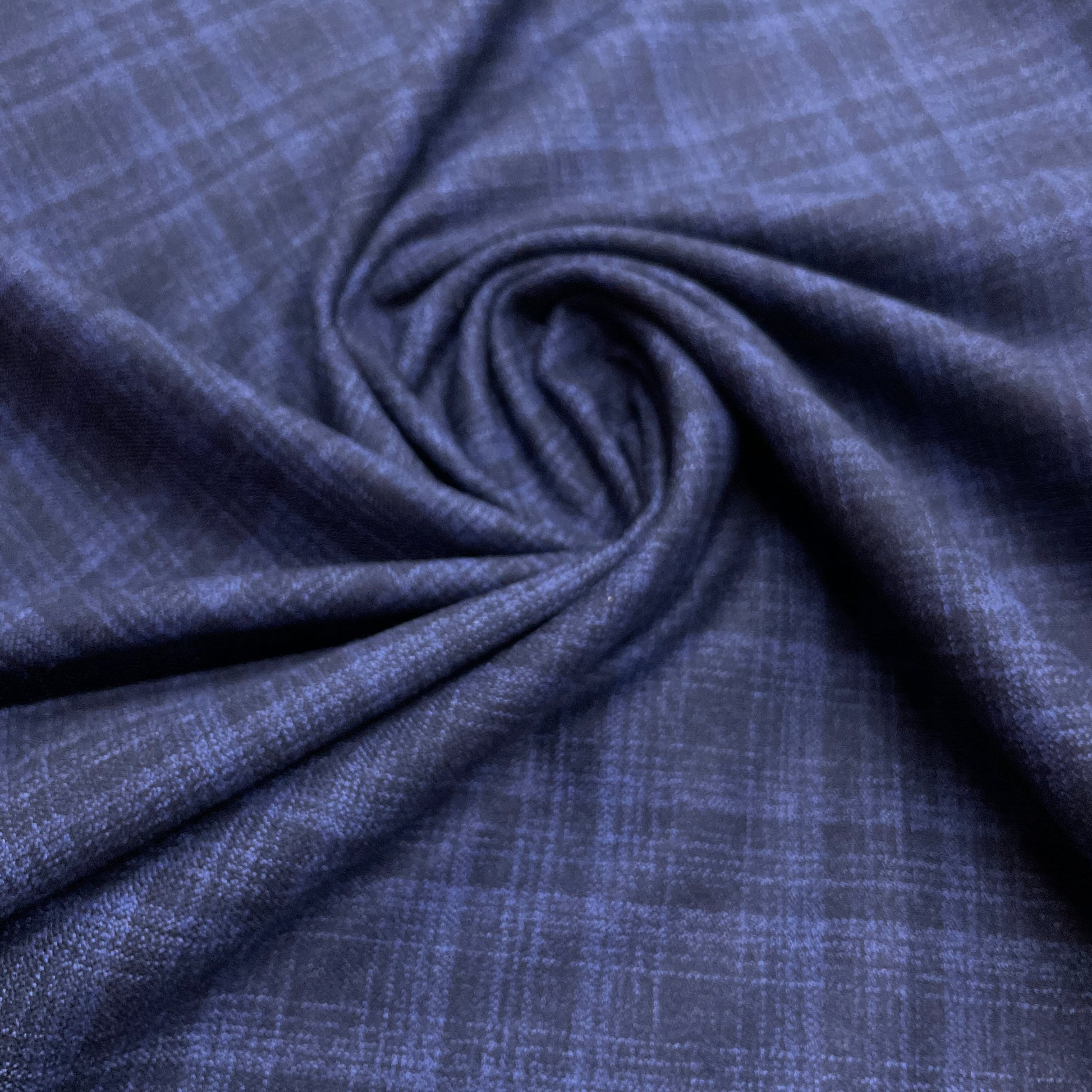 Blue Checks Tweed Woollen Suiting Fabric - TradeUNO