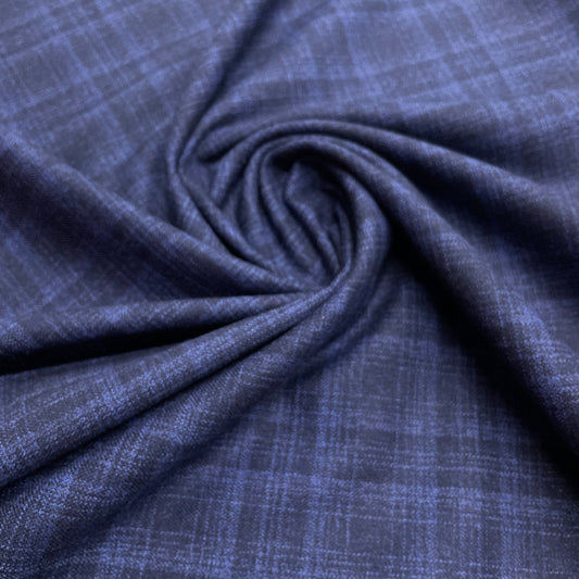 Blue Checks Tweed Woollen Suiting Fabric