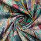 Cream & Multicolor Sequence Hand Embroidery Tusser Silk Fabric