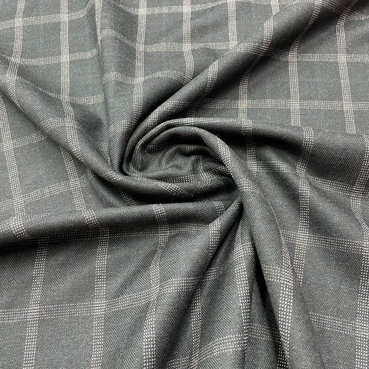 Sage Green Check Tweed Woollen Suiting Fabric