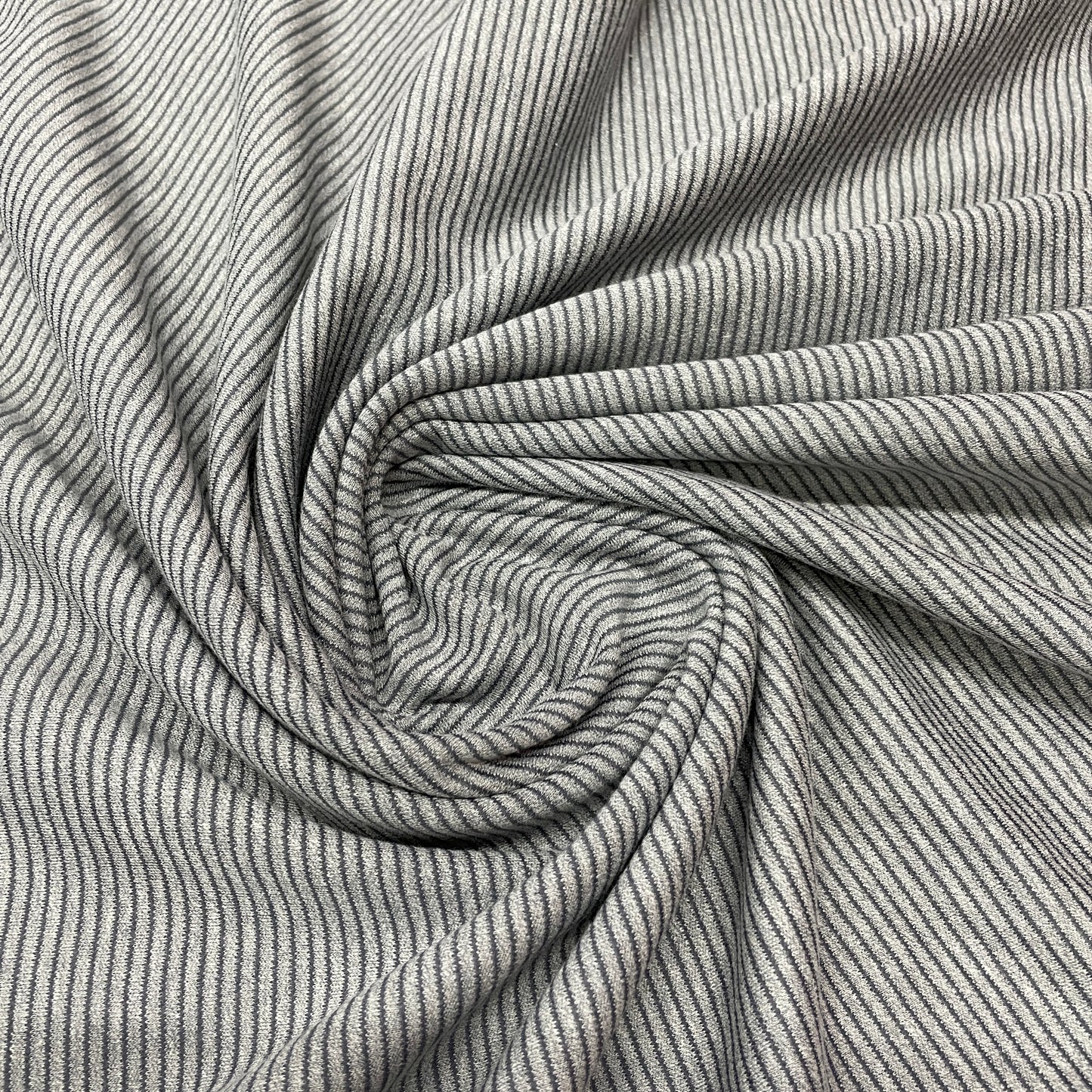 Grey Color Stripe Woollen Suitings Lycra Fabric - TradeUNO