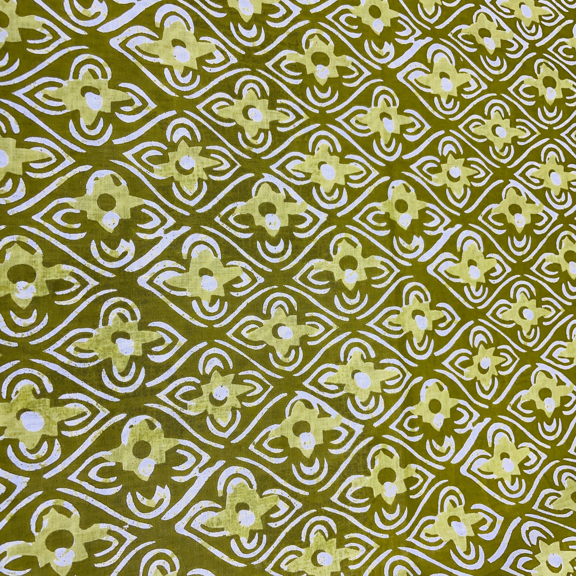Green Handblock Print Cotton Fabric - TradeUNO