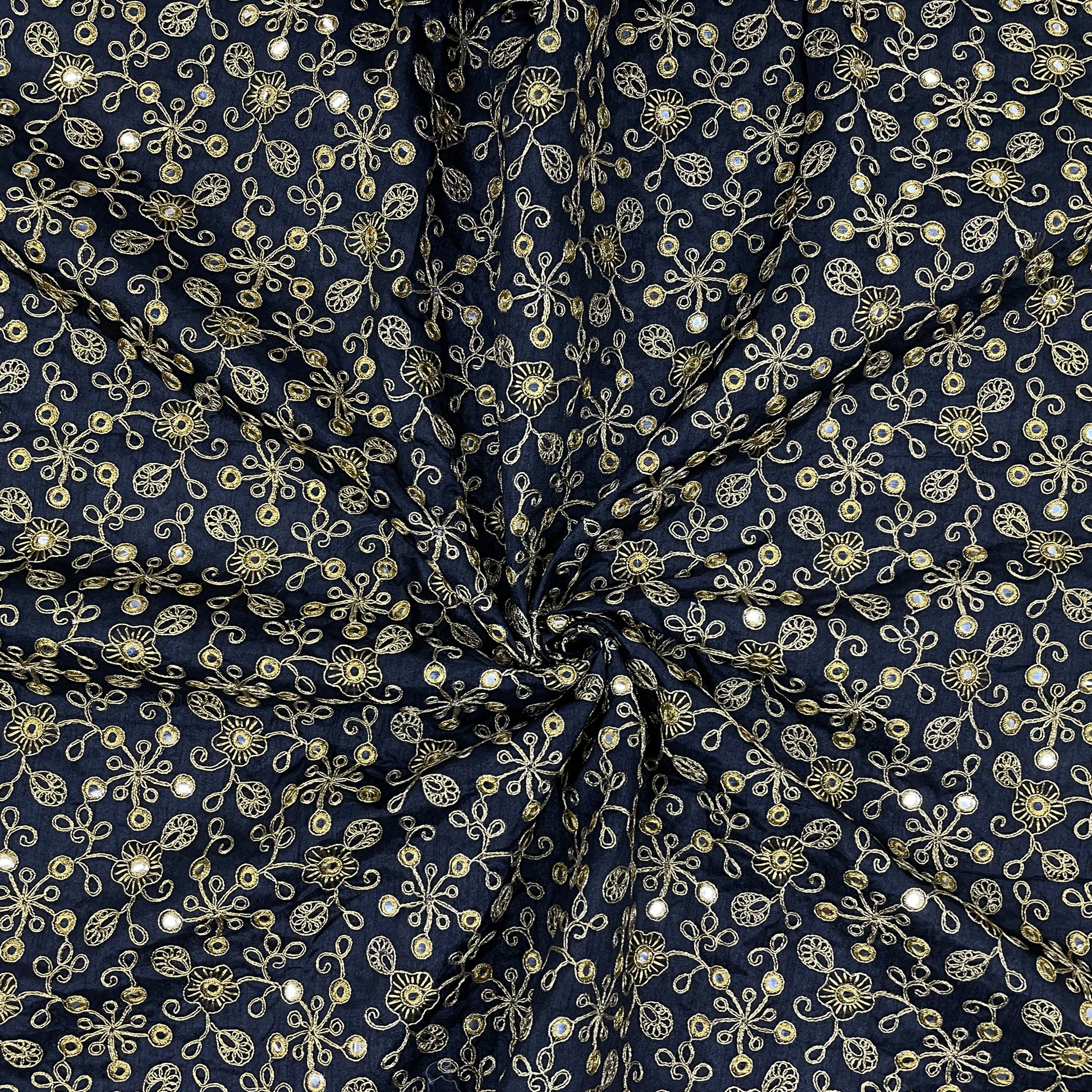 Black Color Embroidery Sequence Fabric - TradeUNO