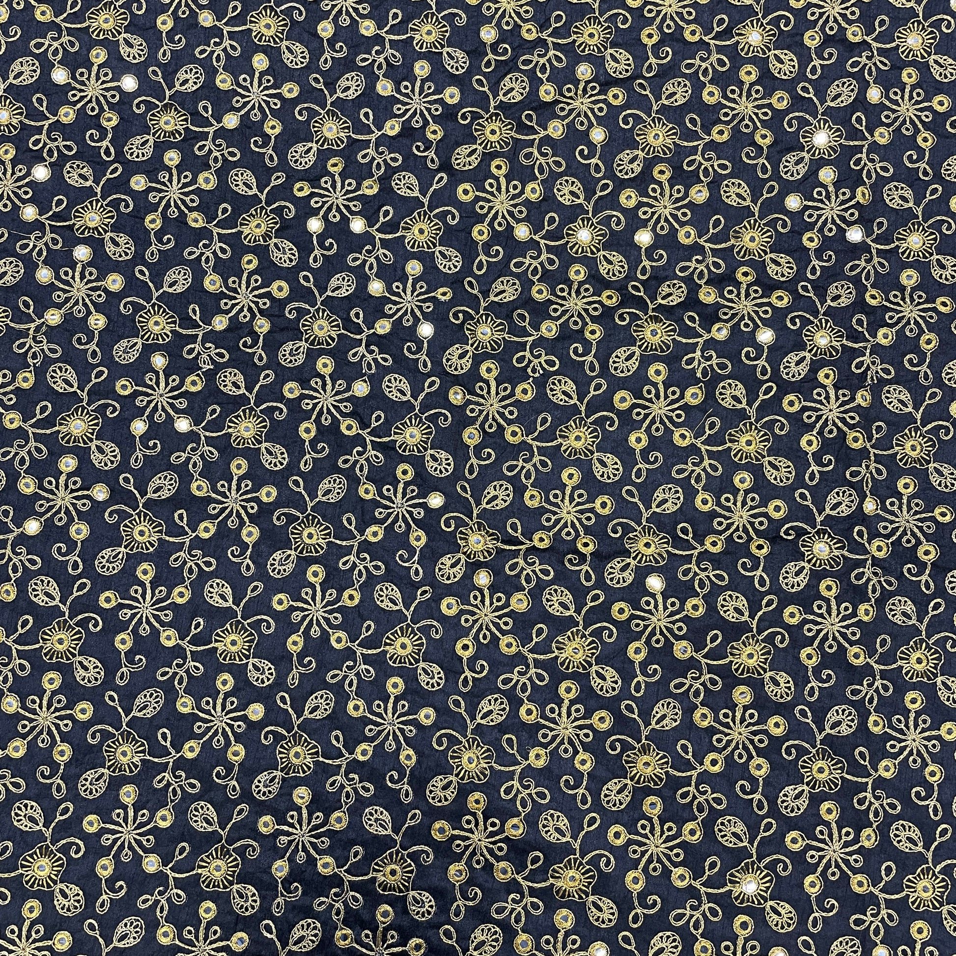 Black Color Embroidery Sequence Fabric - TradeUNO