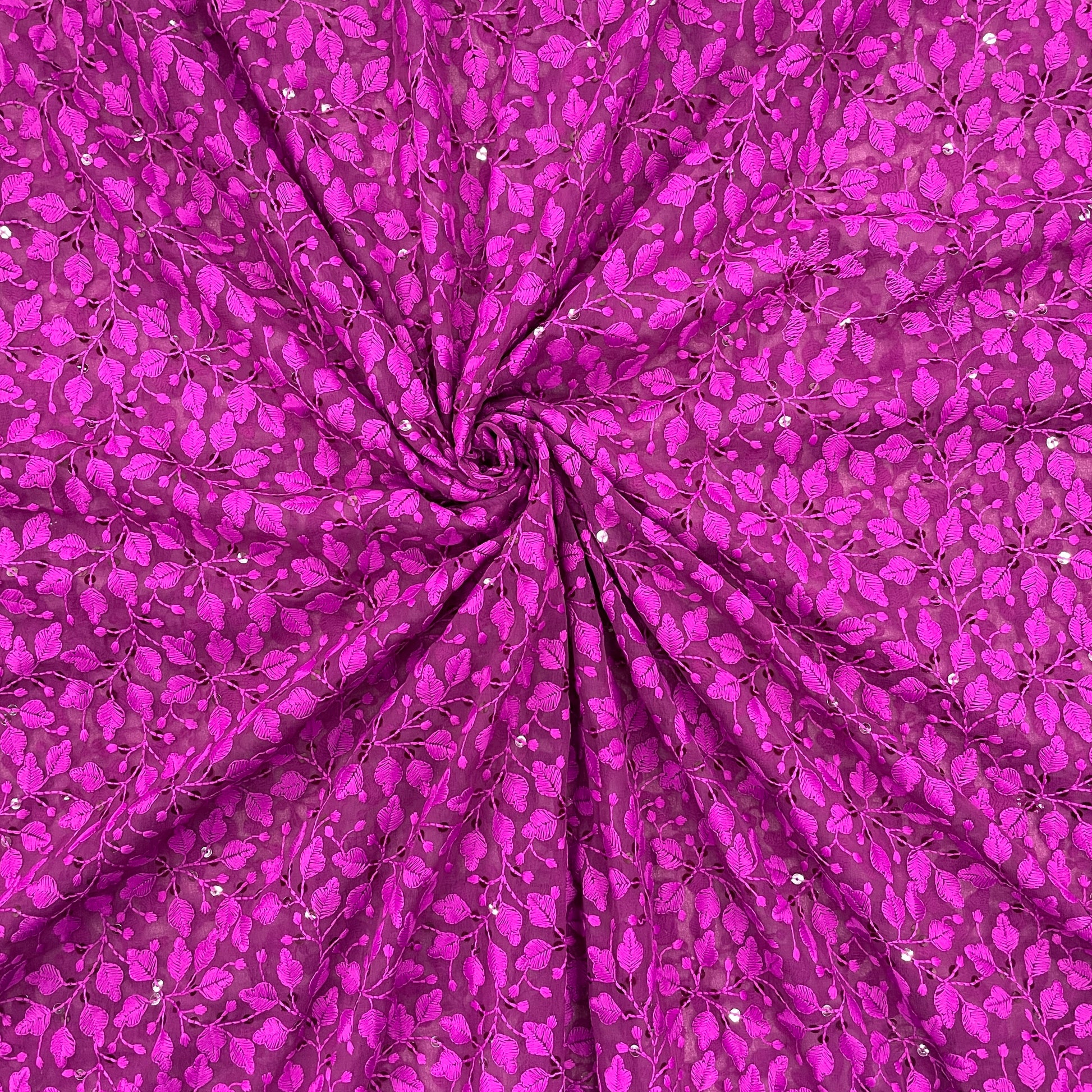 Pink Embroidery Sequence Fabric - TradeUNO
