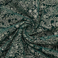 Classic Green Golden Zari Sequins Thread Embroidery Velvet  Fabric