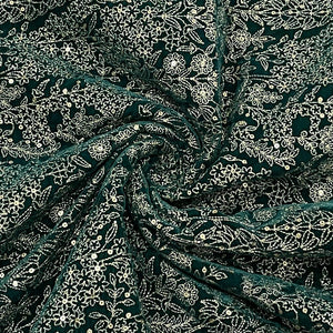 Buy Classic Green Golden Zari Sequence Thread Embroidery Velvet