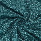 Classic Peacock Green Floral Sequence Thread Embroidery Velvet  Fabric