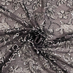 Classic Purple Floral Sequence Embroidery Net Fabric