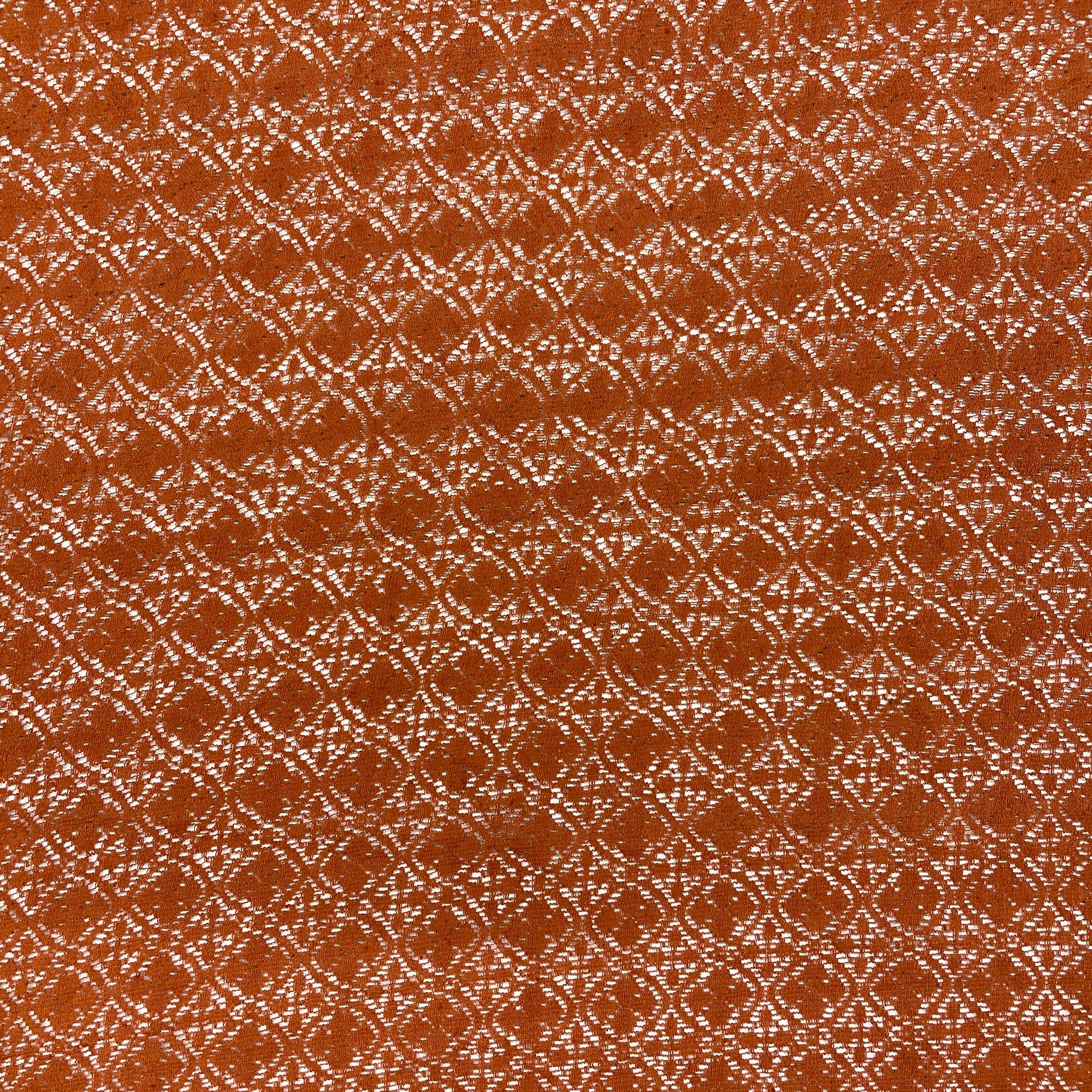 Orange Geometrical Floral Cotton Lace Fabric - TradeUNO