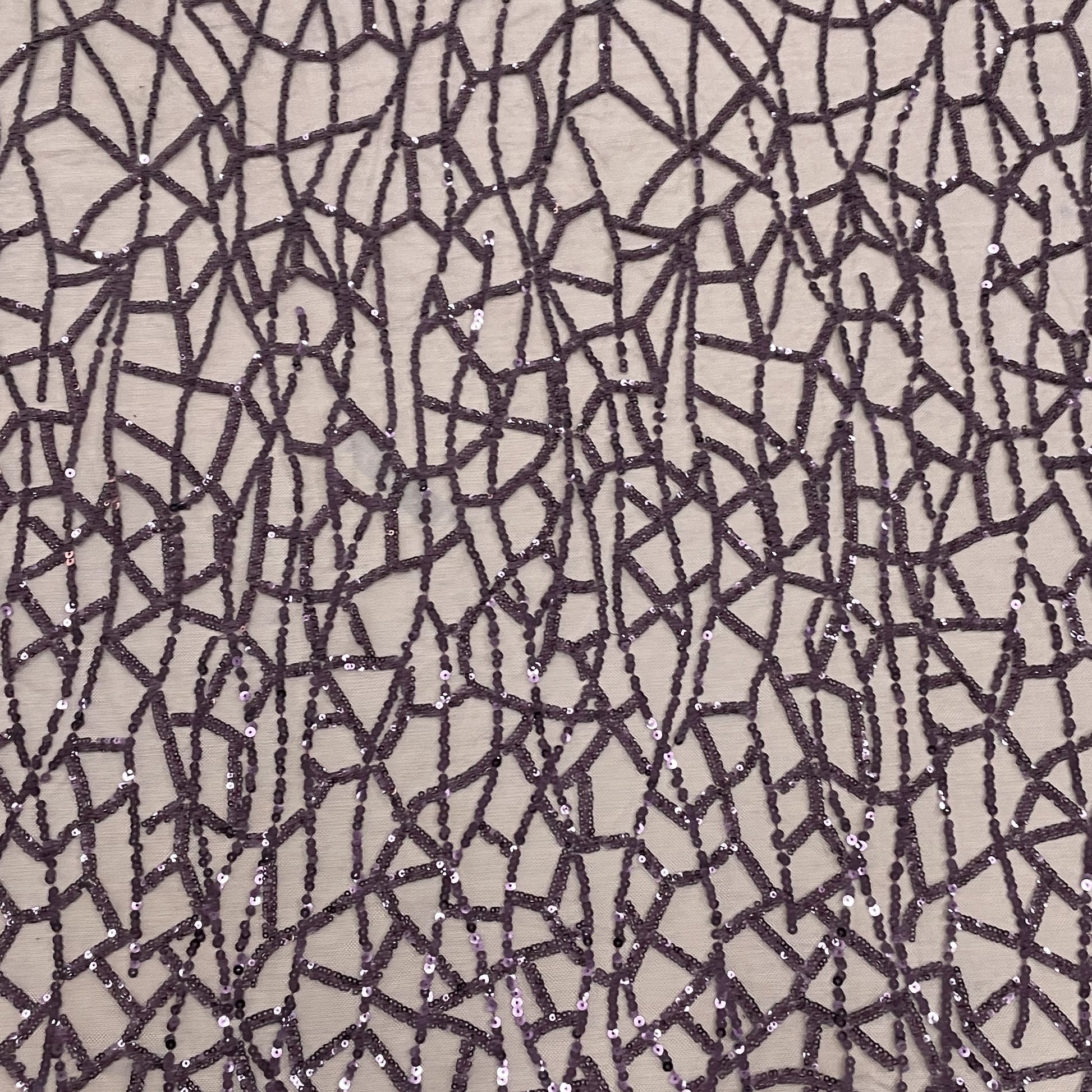Classic Wine Geometrical Sequence Embroidery Net Fabric