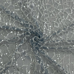 Classic Blue Geometrical Sequence Embroidery Net Fabric