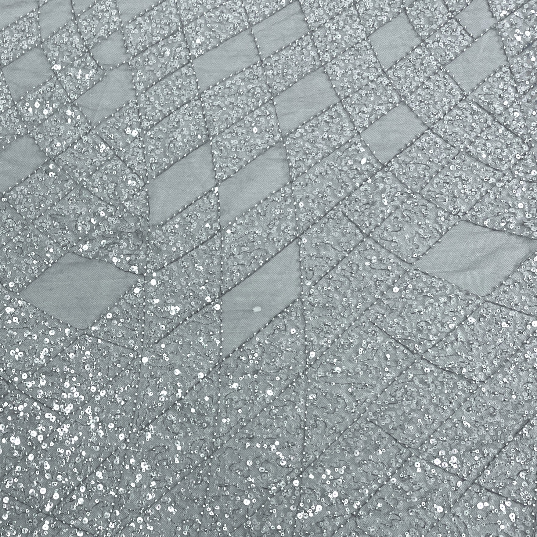 Classic Steel Blue Sequence Embroidery Net Fabric