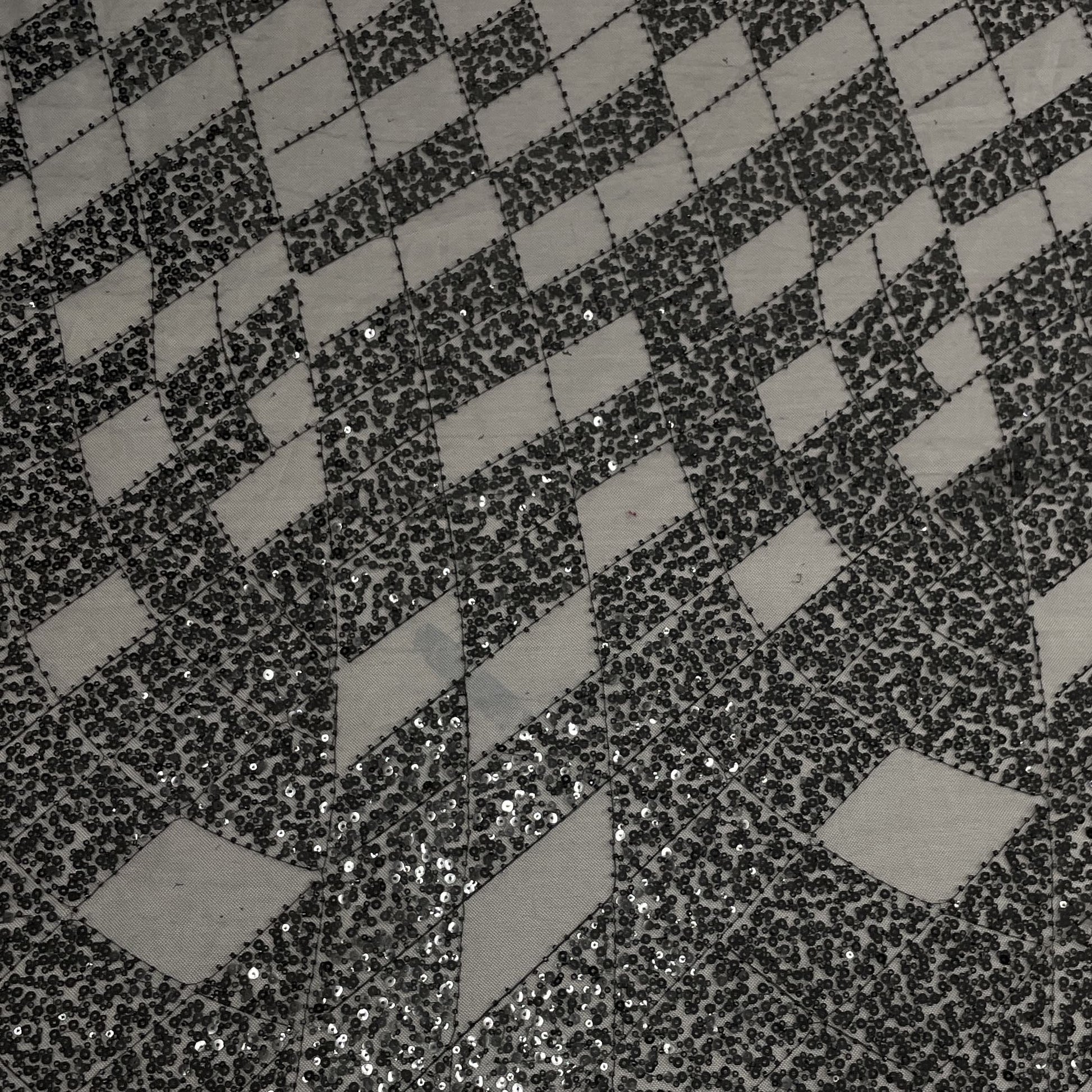 Classic Black Sequence Embroidery Net Fabric