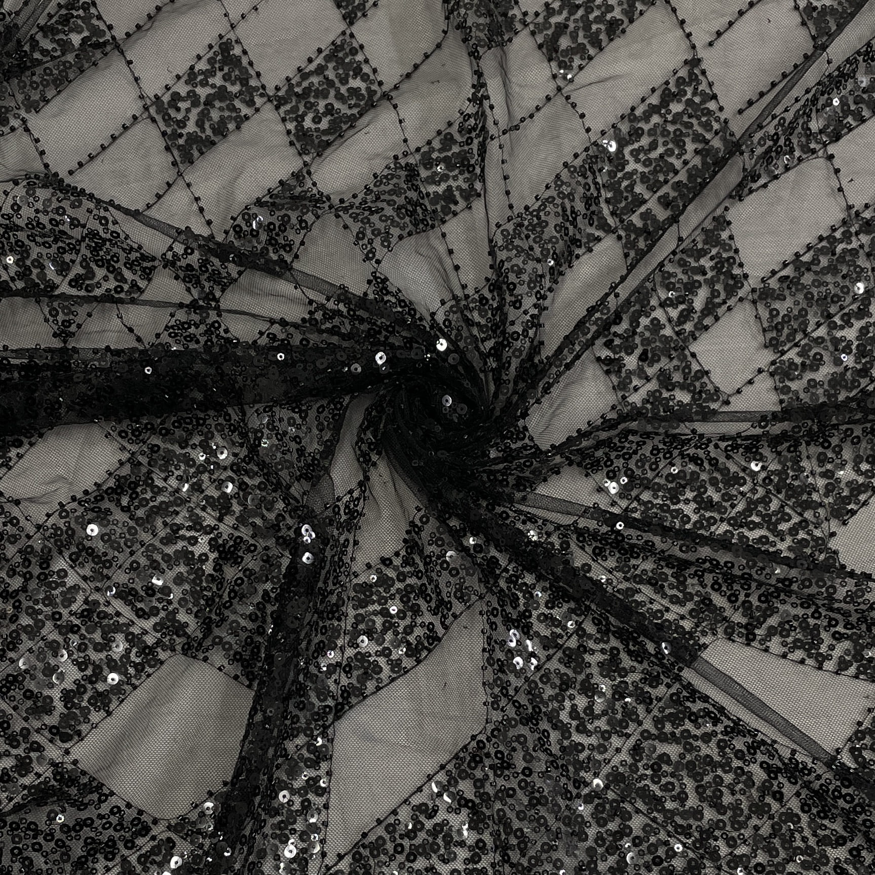 Classic Black Sequence Embroidery Net Fabric