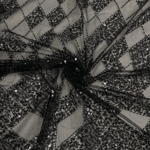 Classic Black Sequence Embroidery Net Fabric
