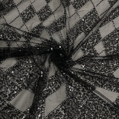 Classic Black Sequence Embroidery Net Fabric