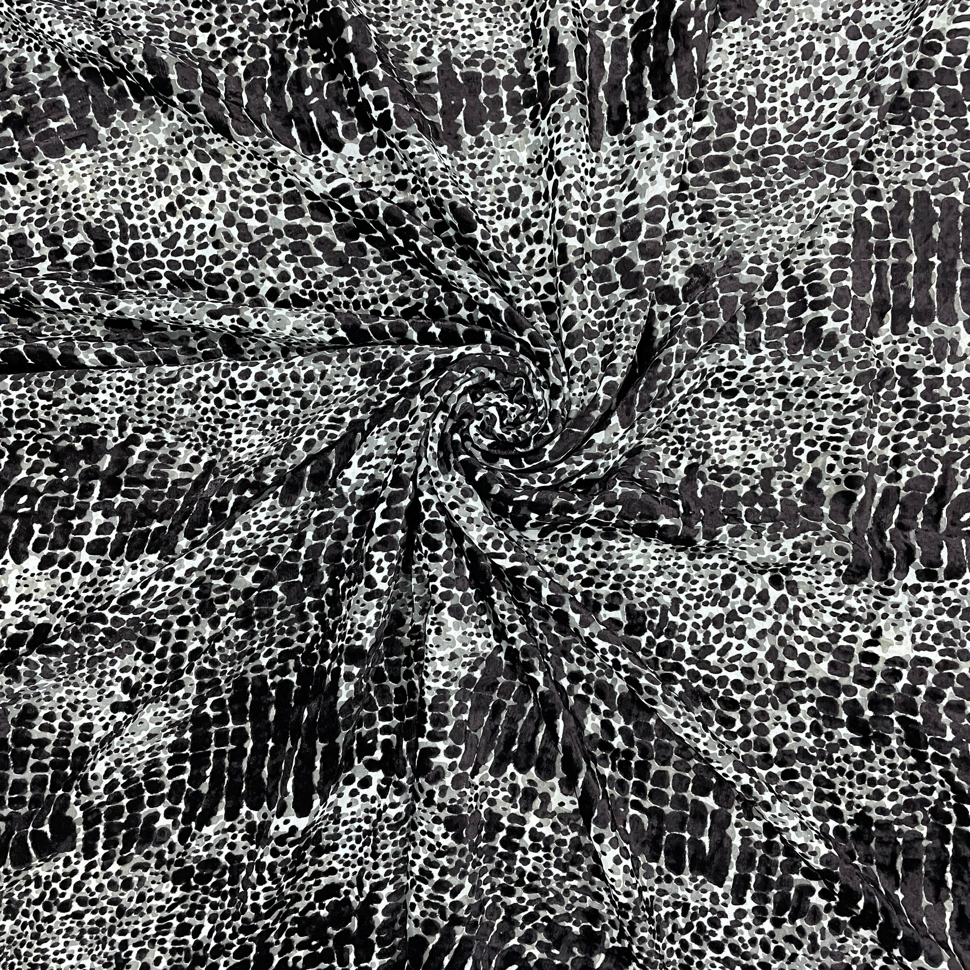 Sky Blue Animal Print Brasso Velvet Fabric - TradeUNO
