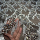 Premium Brown Abstract Pearl Imported CutDana Handcrafted Net Fabric