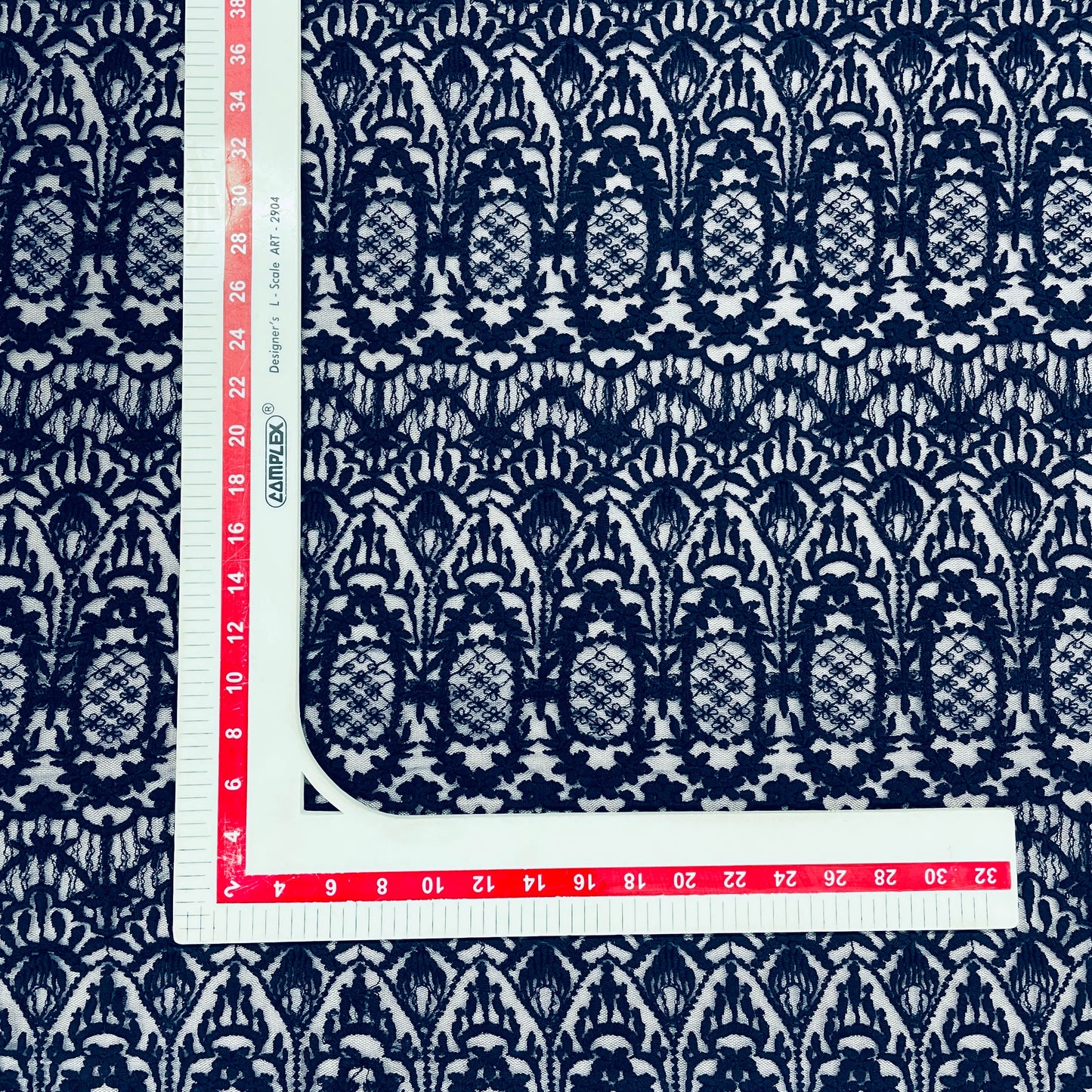 Azure Blue Floral Print Lace Fabric - TradeUNO