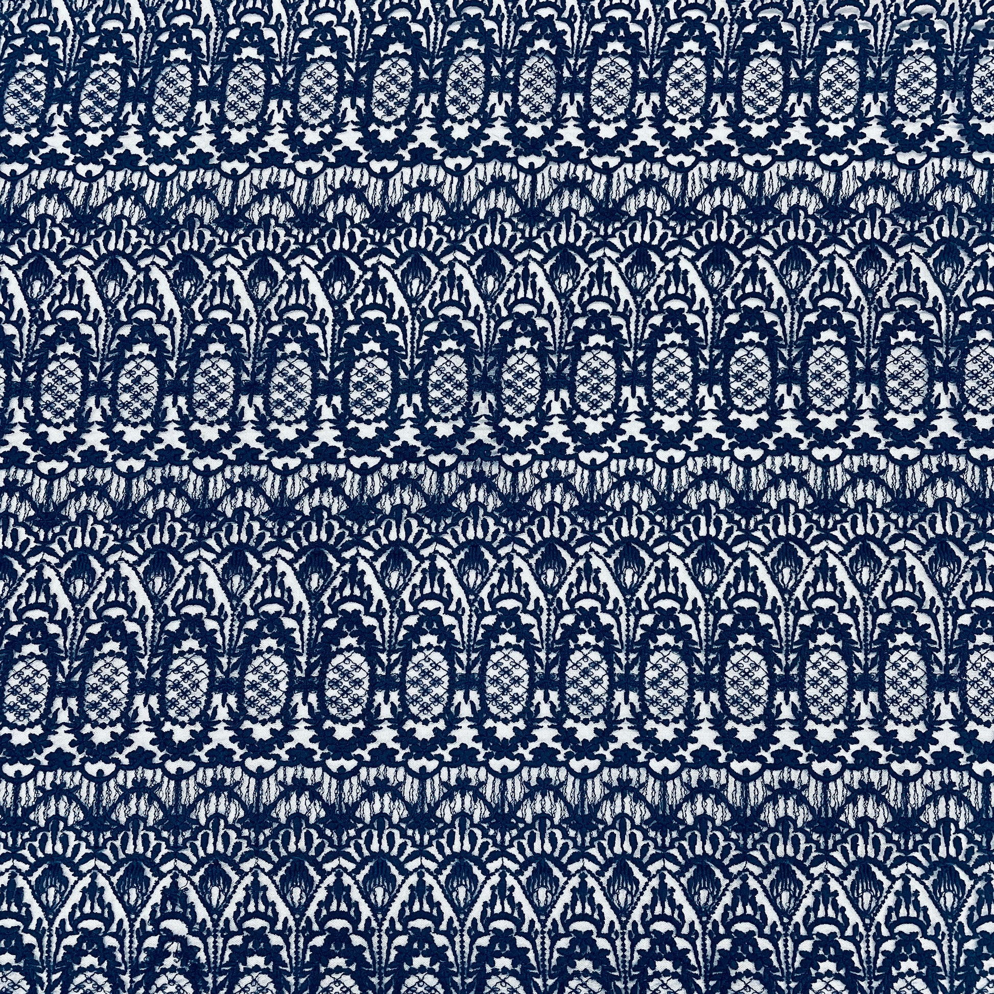 Azure Blue Floral Print Lace Fabric - TradeUNO