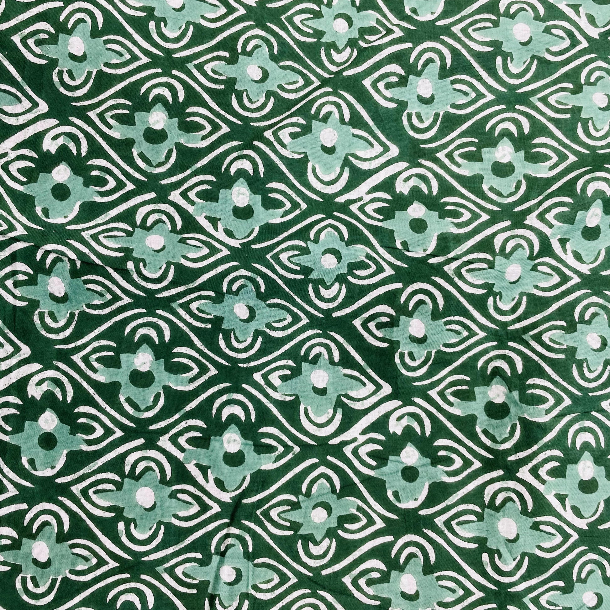 Green Handblock Print Cotton Fabric - TradeUNO