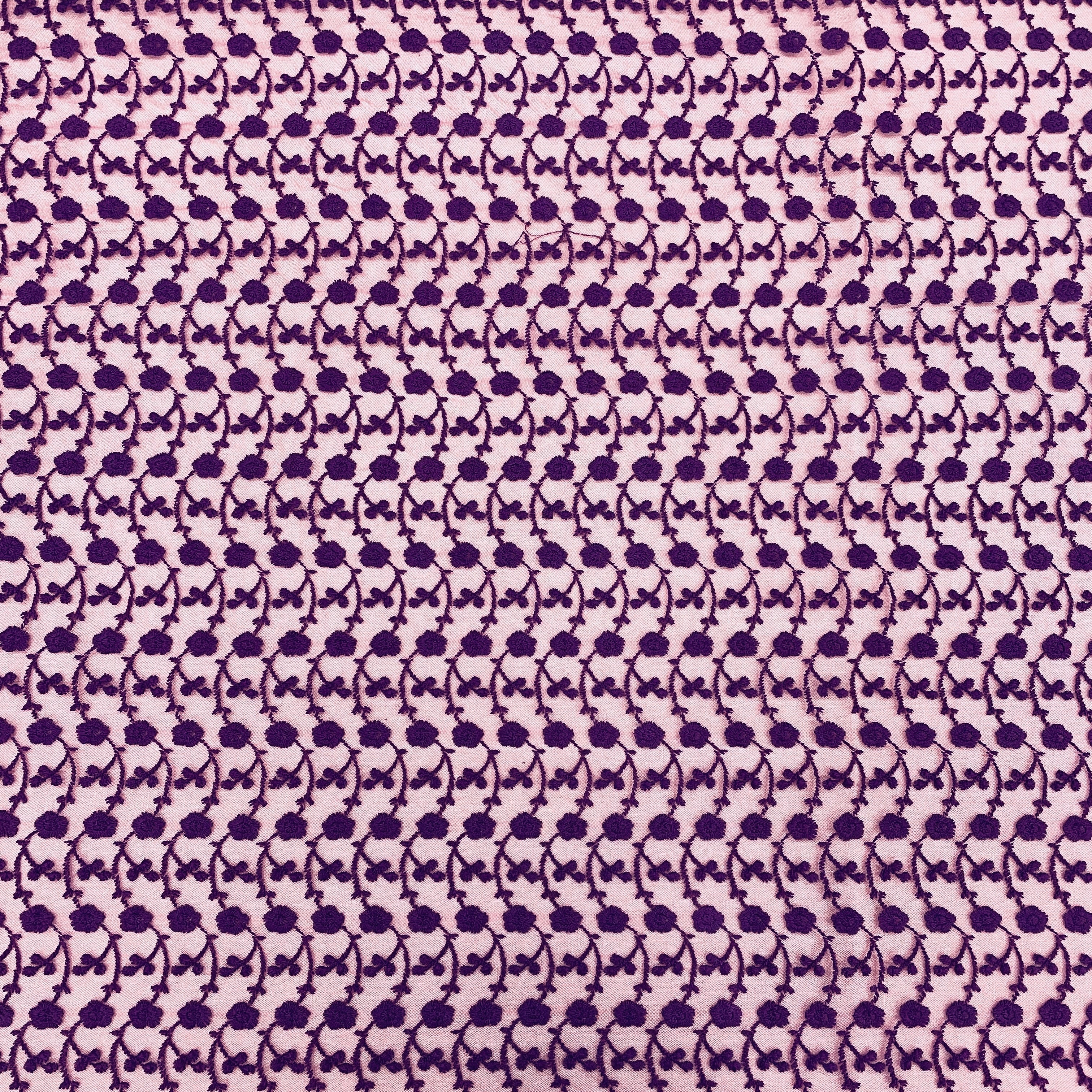 Purple Floral Print Lace Fabric - TradeUNO