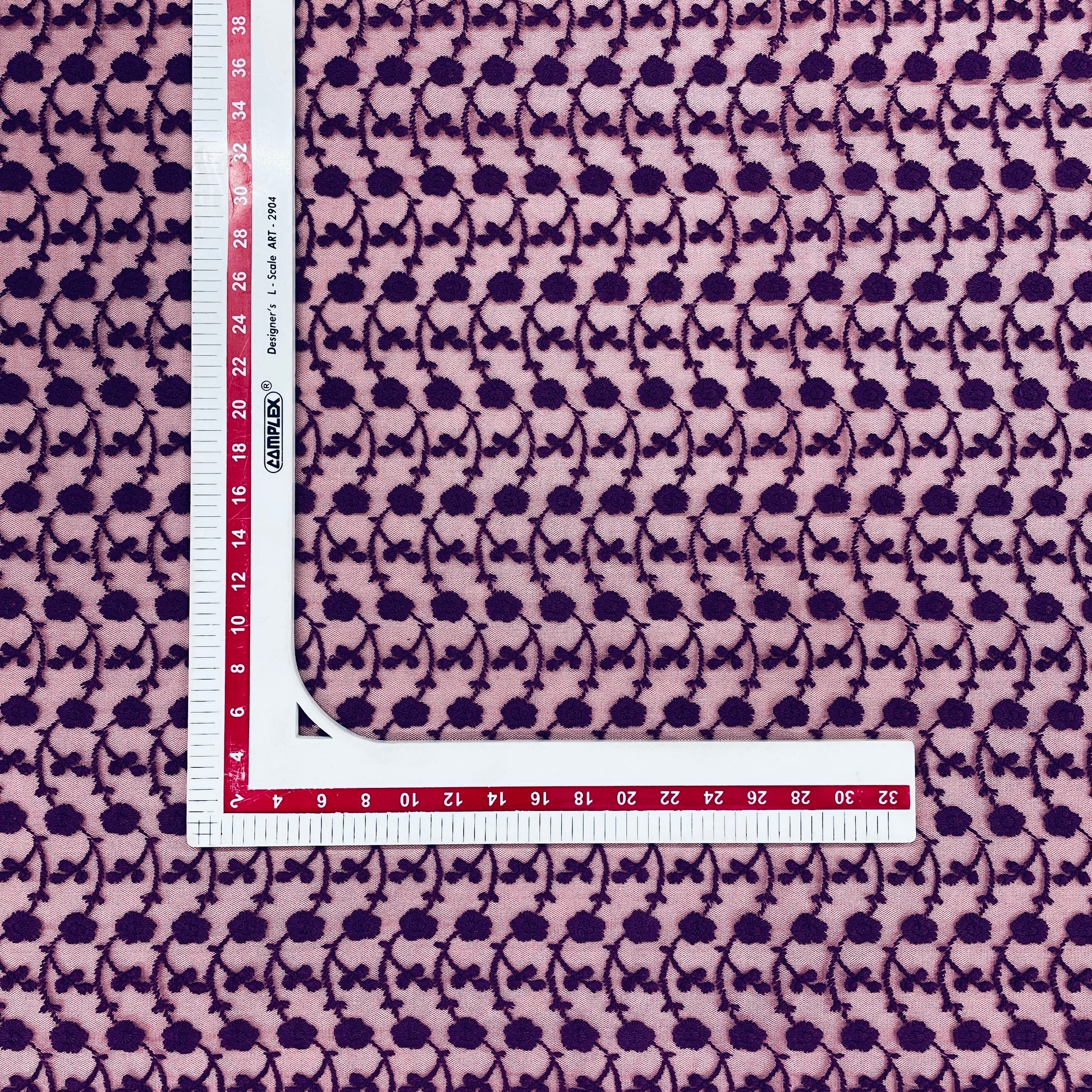 Purple Floral Print Lace Fabric - TradeUNO