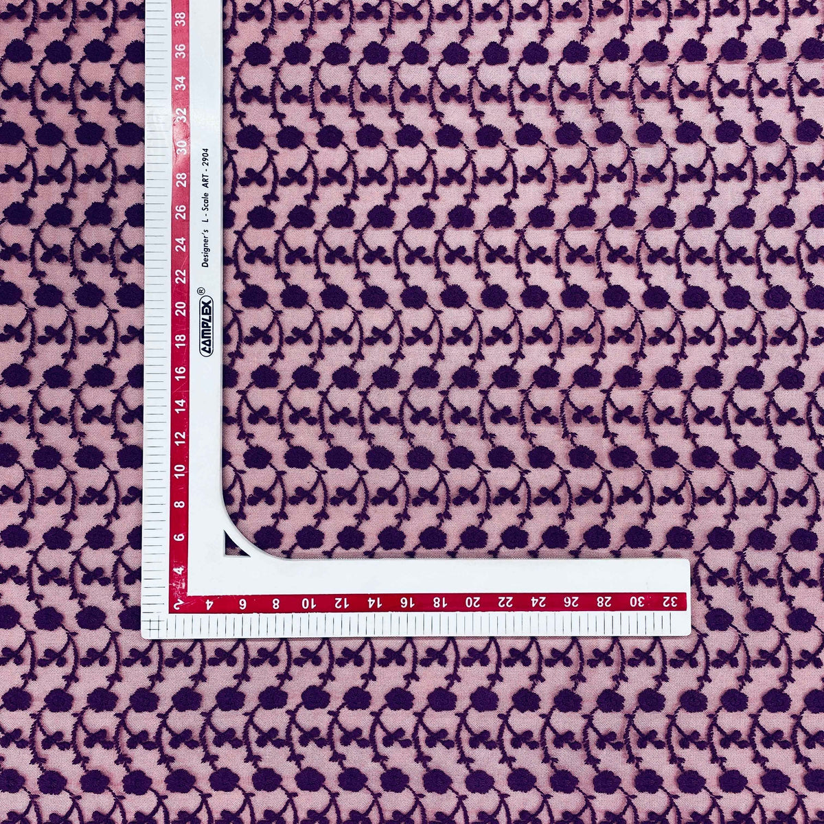 Purple Floral Print Lace Fabric