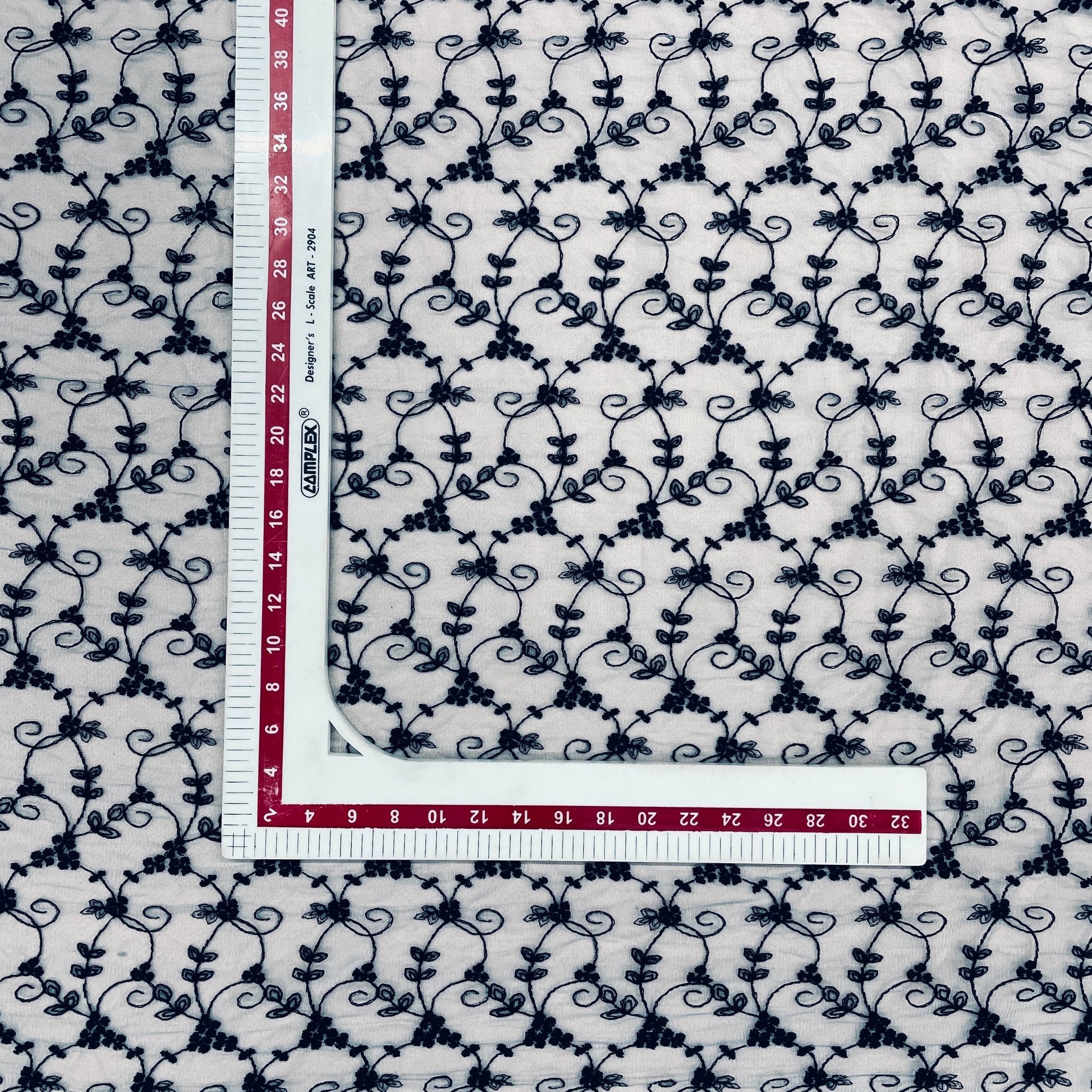Grey Floral Lace Net Embroidery Fabric - TradeUNO