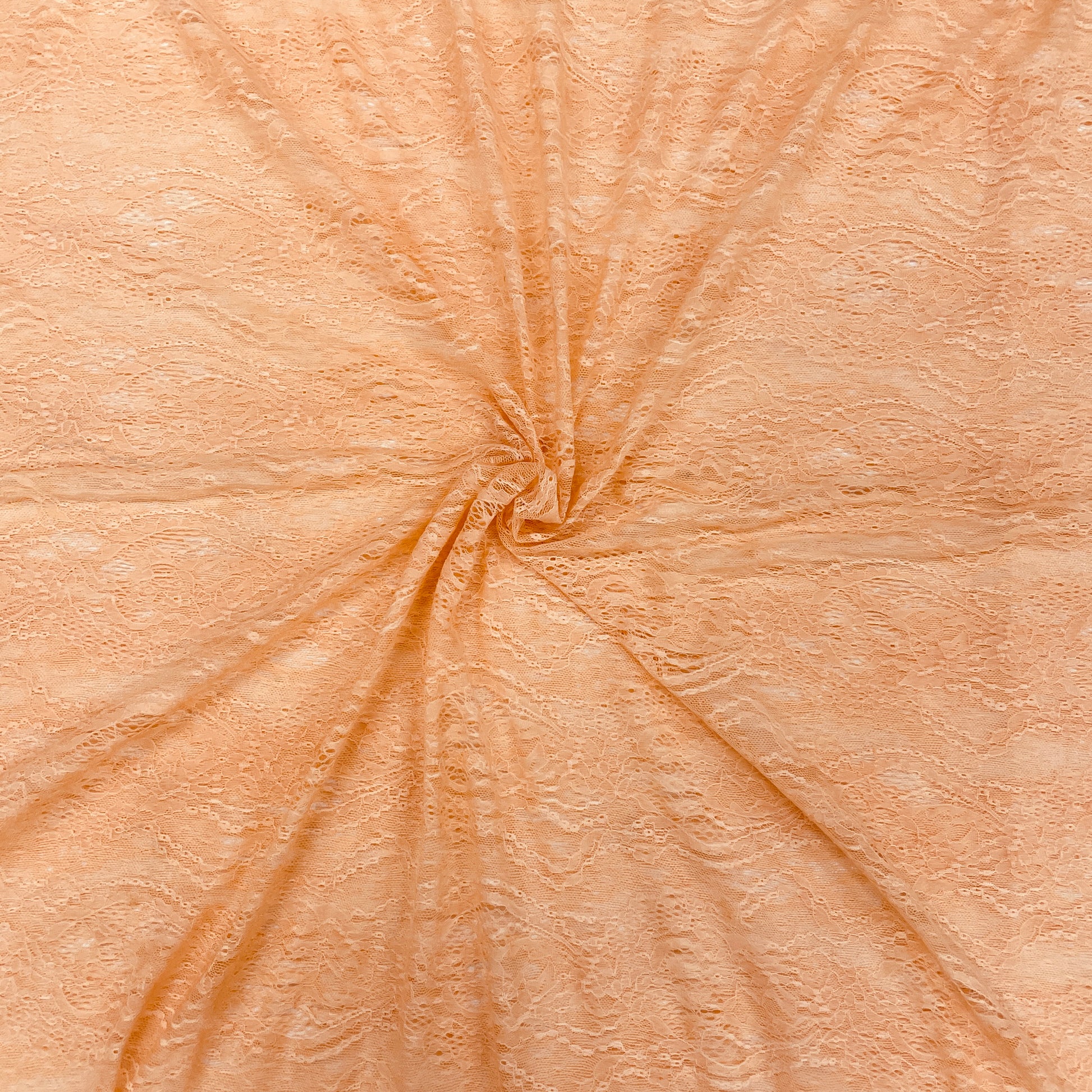 Peach Orange Floral Lace Fabric - TradeUNO