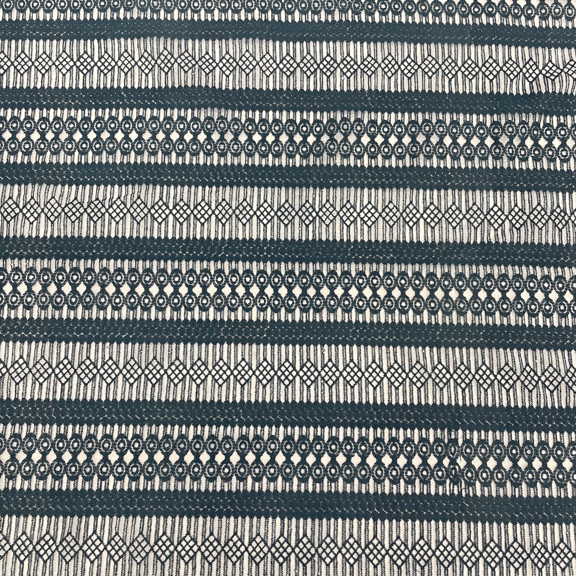 White & Grey Floral Print Lace Fabric - TradeUNO