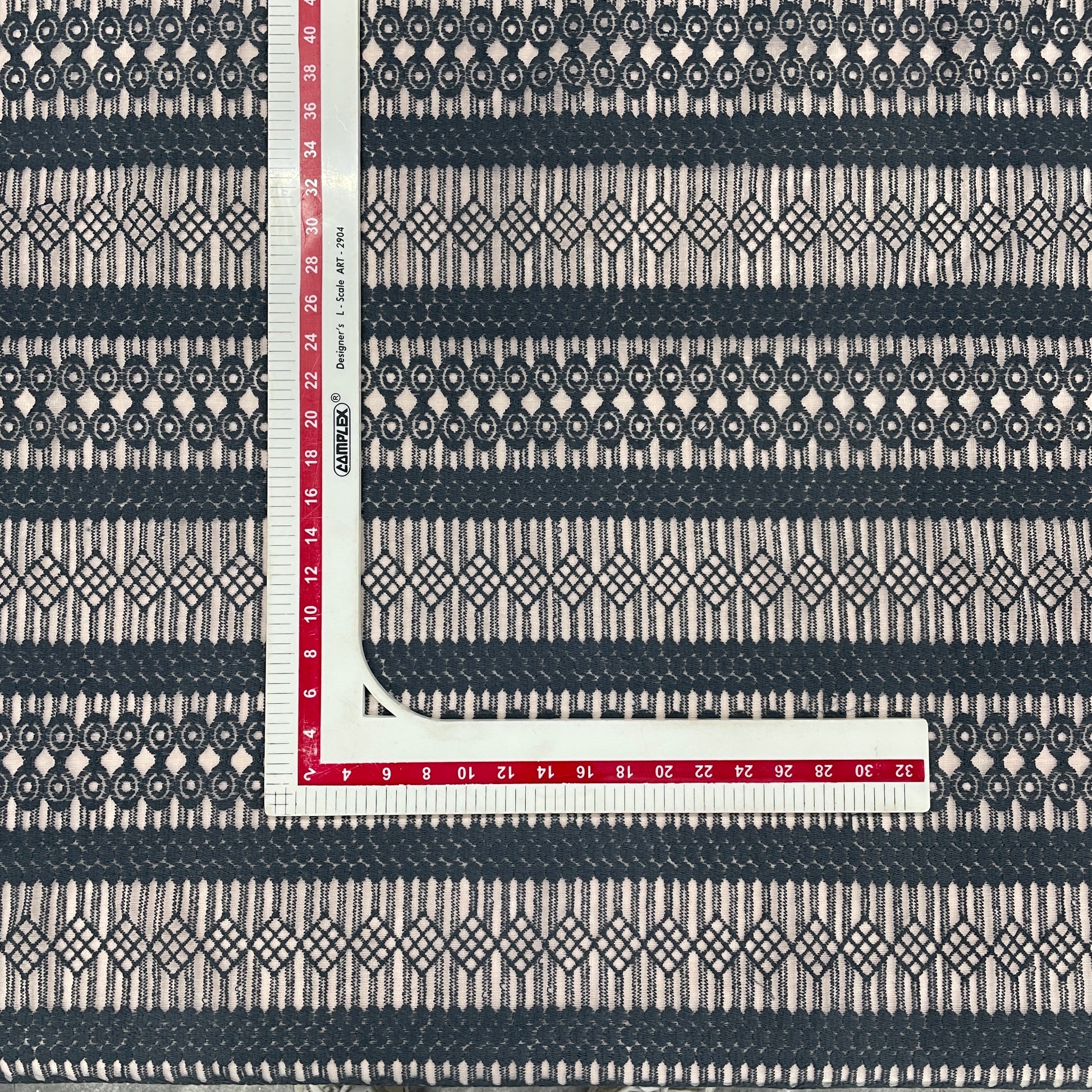 White & Grey Floral Print Lace Fabric - TradeUNO