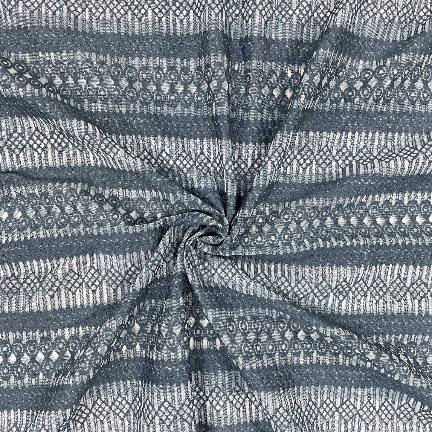 White & Grey Floral Print Lace Fabric - TradeUNO