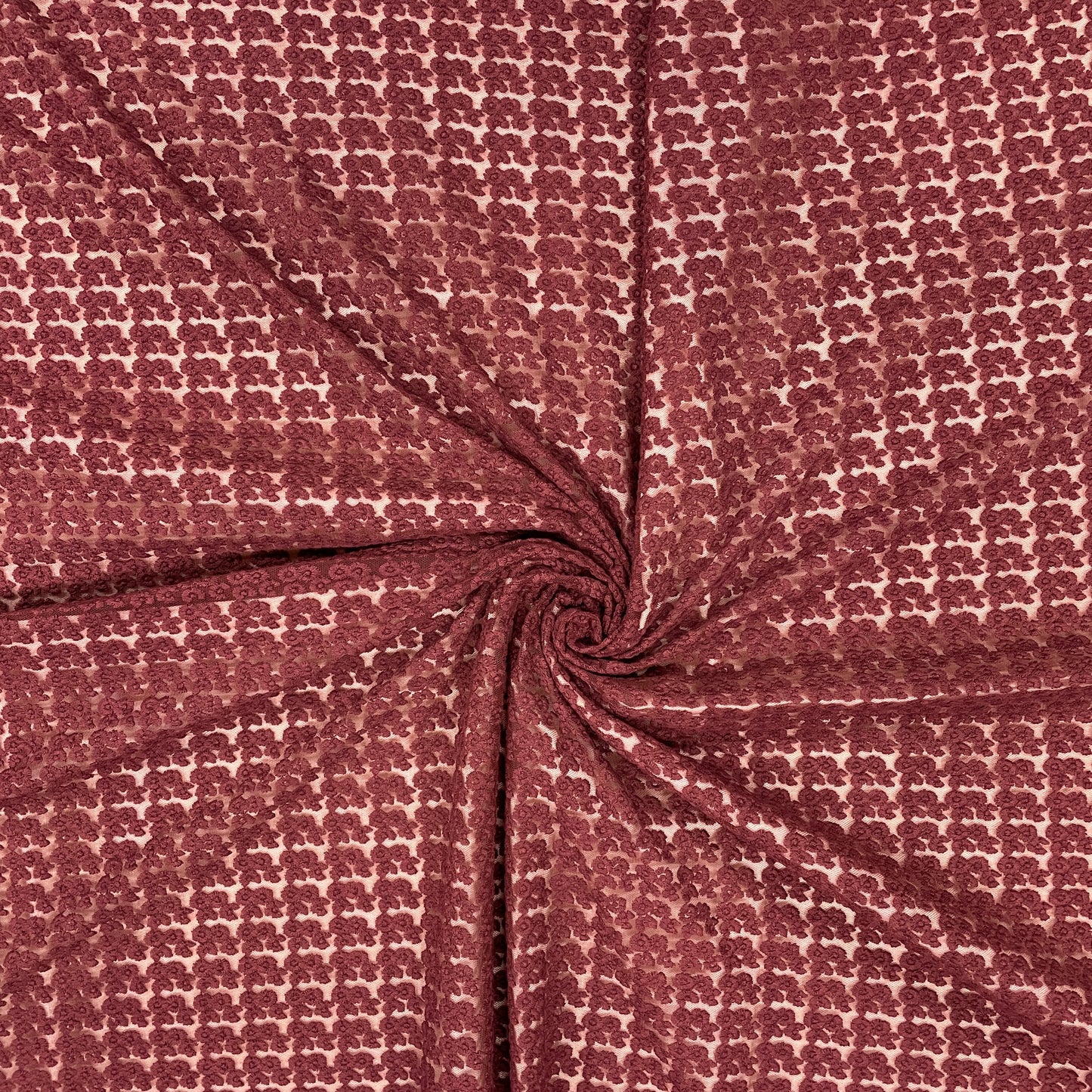 Cinnamon Brown Floral Print Lace Fabric - TradeUNO