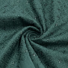 Premium Green Sequence Thread Embroidery Russian Silk Fabric