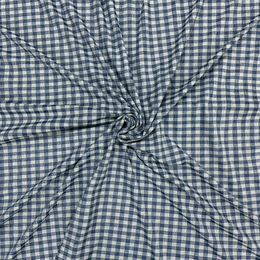 Blue & White Checks Tweed Woollen Suiting Fabric