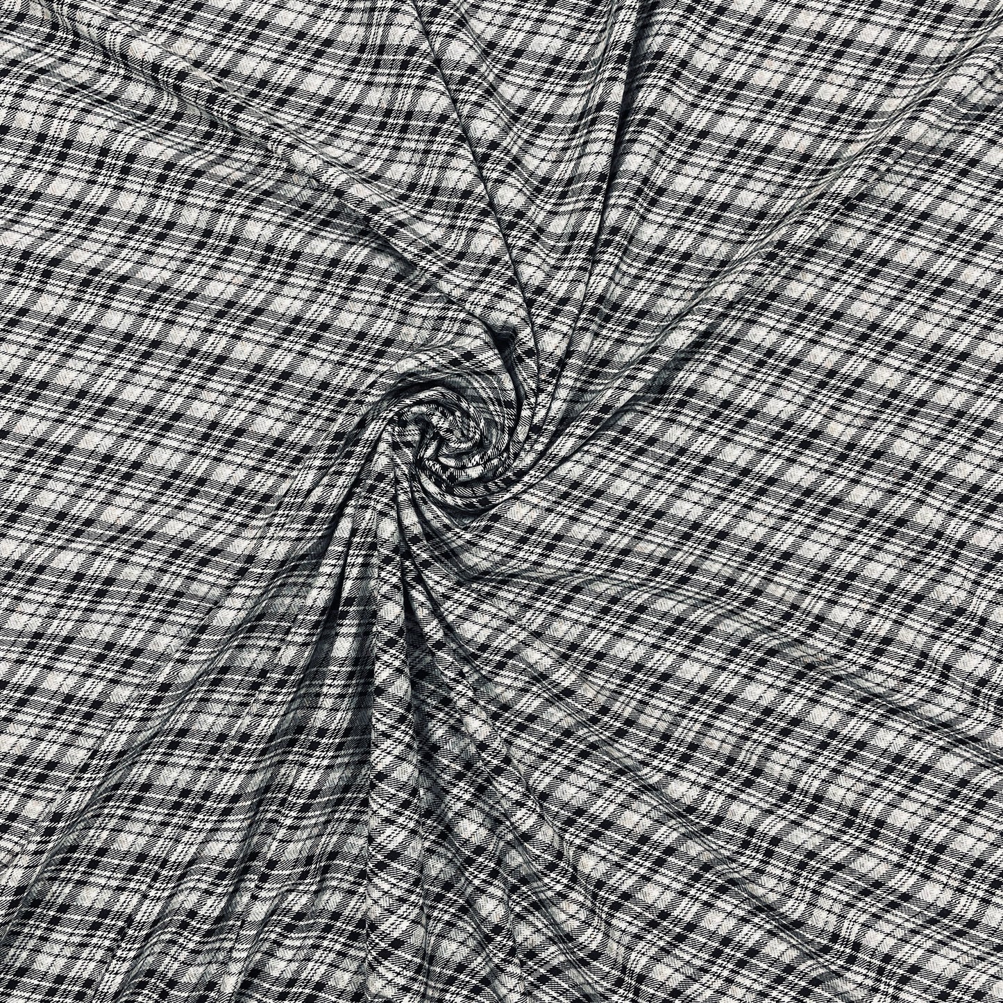 Black White Check Pattern Woollen Suiting Fabric - TradeUNO