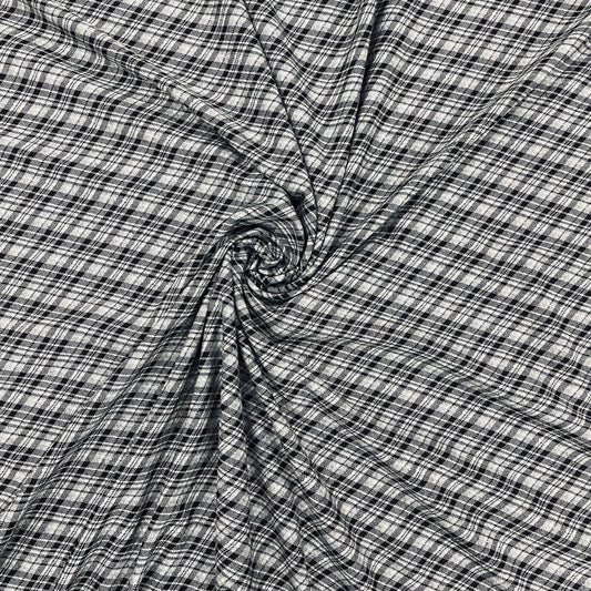 Black & White Checks Tweed Woollen Suiting Fabric