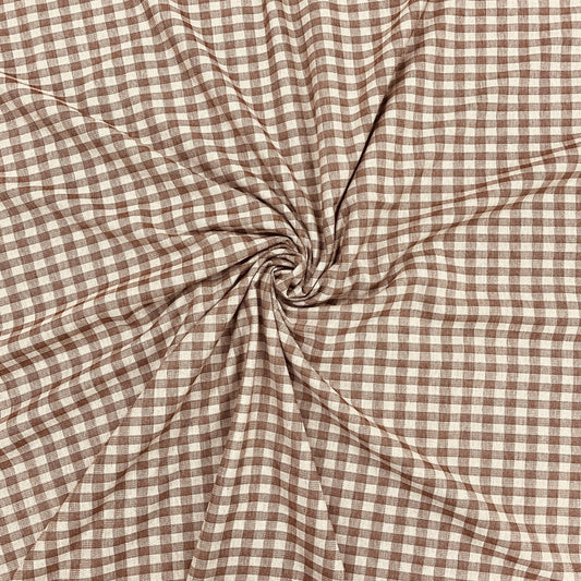 Dark Brown & Cream Checks Tweed Woollen Suiting Fabric