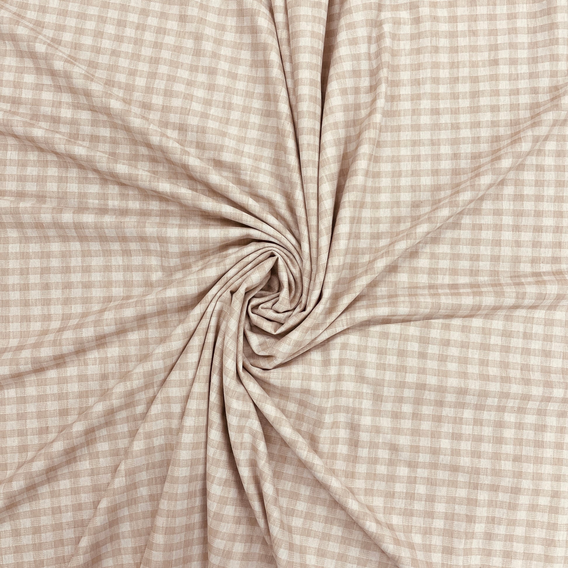 Cream White Check Pattern Woollen Suiting Fabric - TradeUNO
