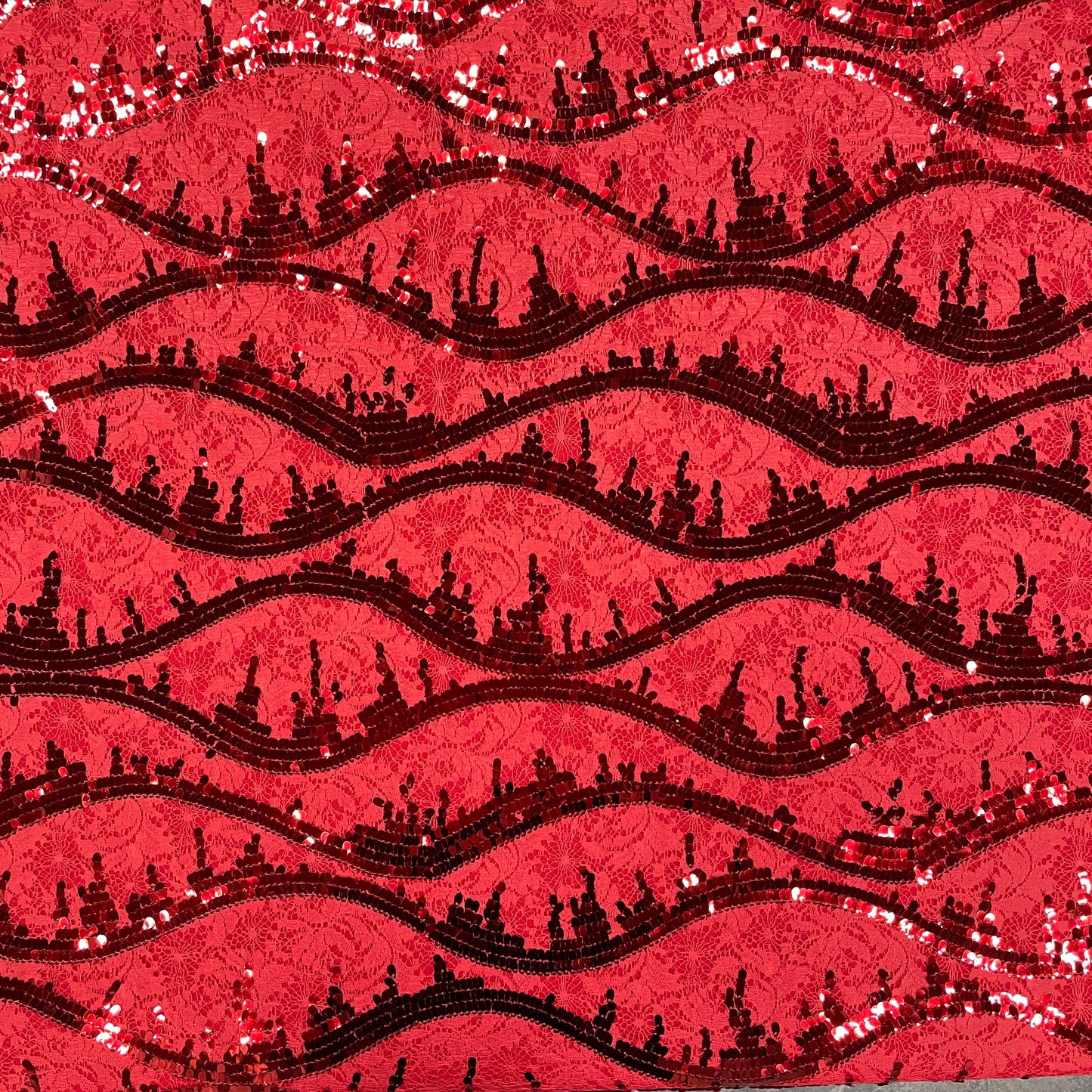 Red Lace Sequence Fabric - TradeUNO