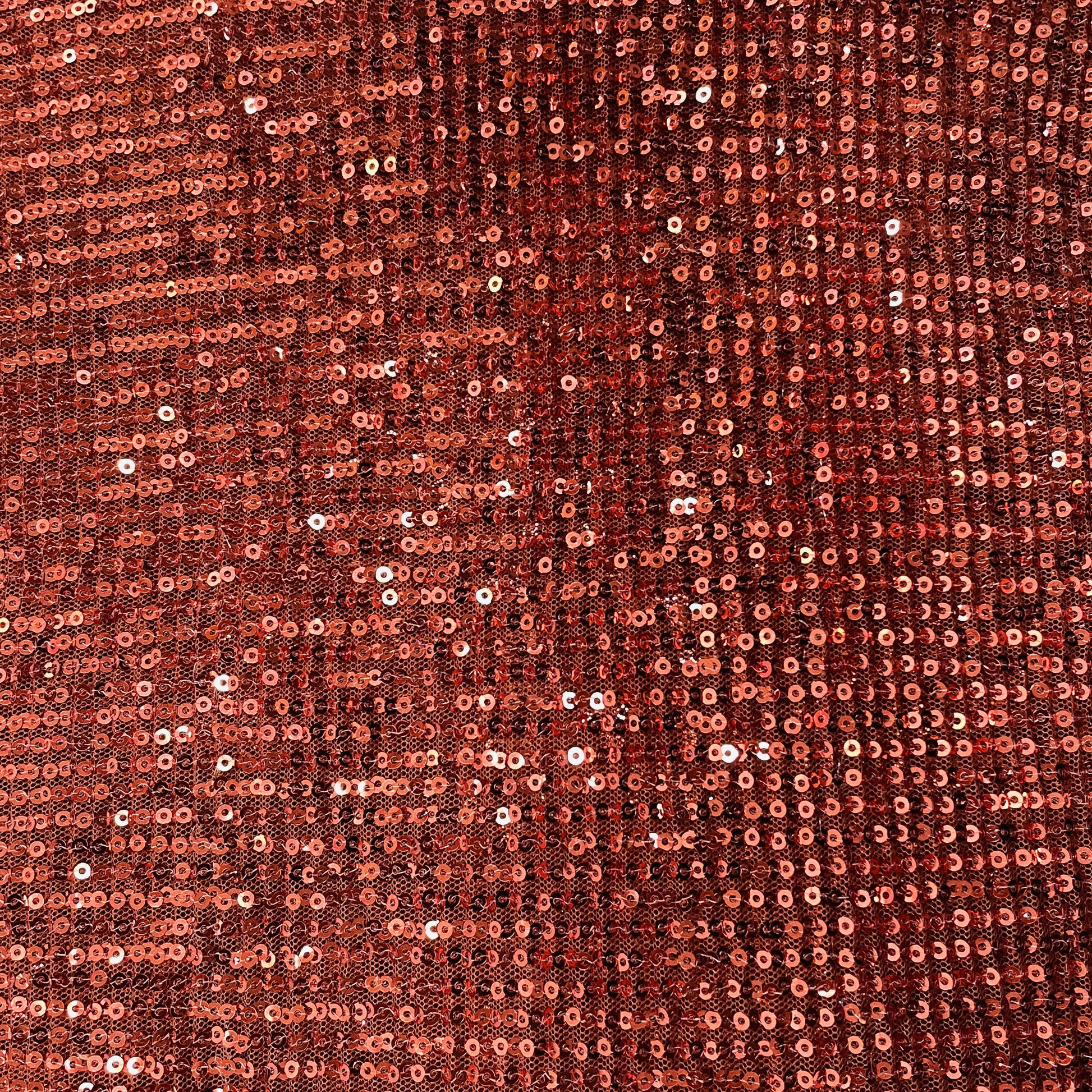 Rust Red Stripe Sequence Crushed Net Imported Fabric - TradeUNO