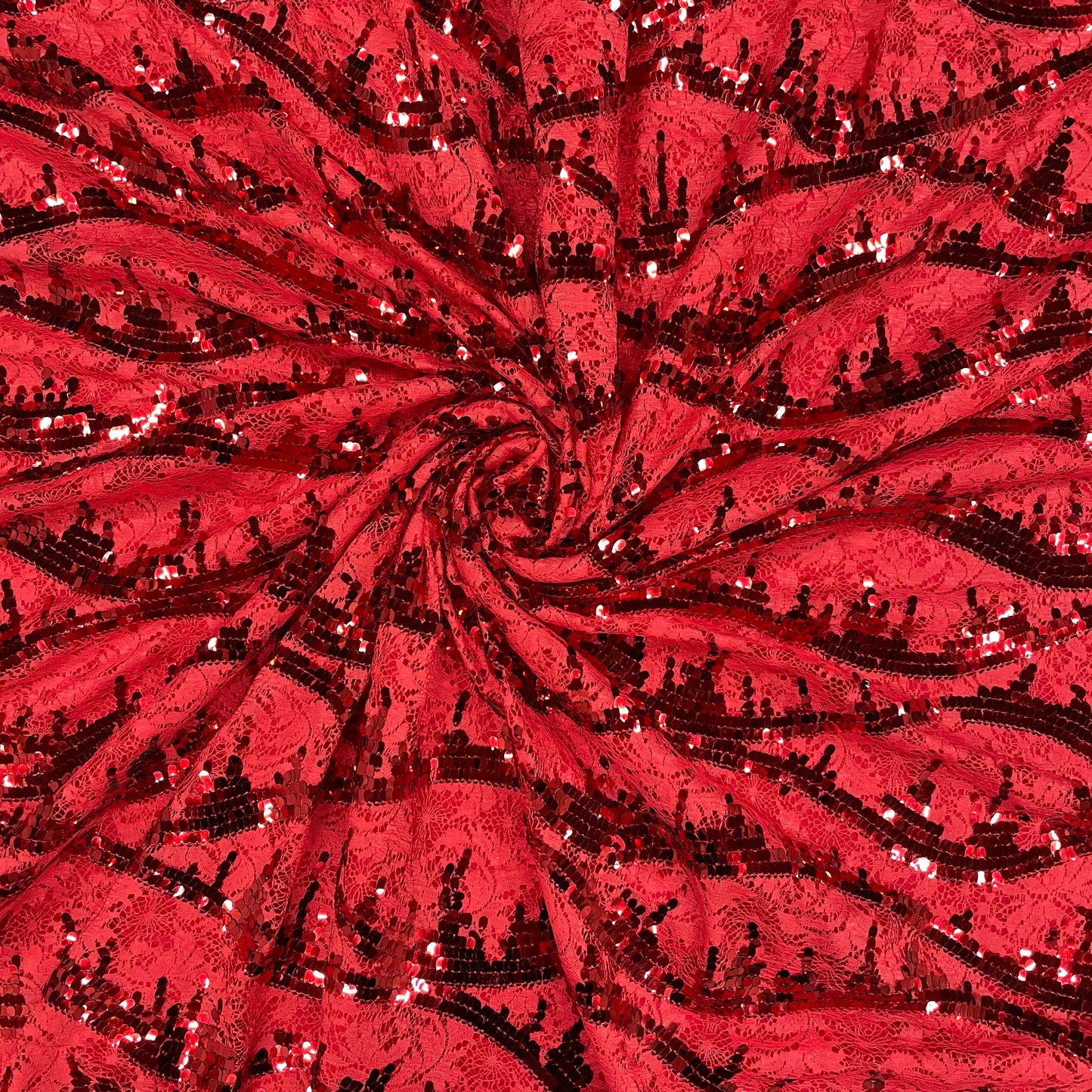Red Lace Sequence Fabric - TradeUNO