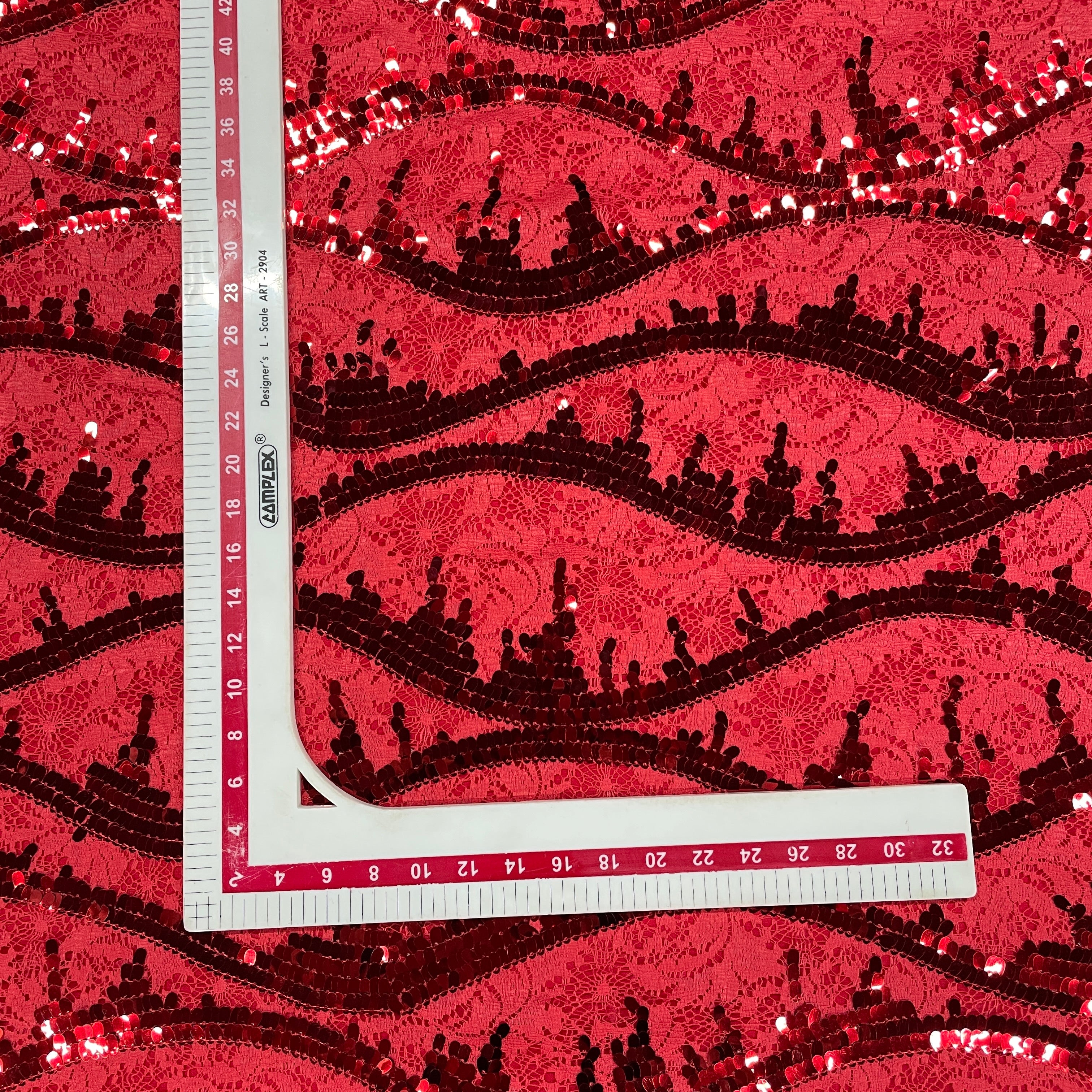 Red Lace Sequence Fabric - TradeUNO