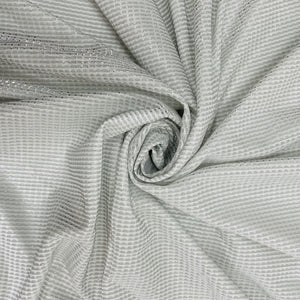White With Silver Stripes Shimmer Imported Knit Fabric - TradeUNO