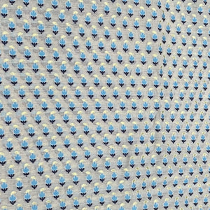 Premium Cream Blue Buti Work Chanderi Fabric