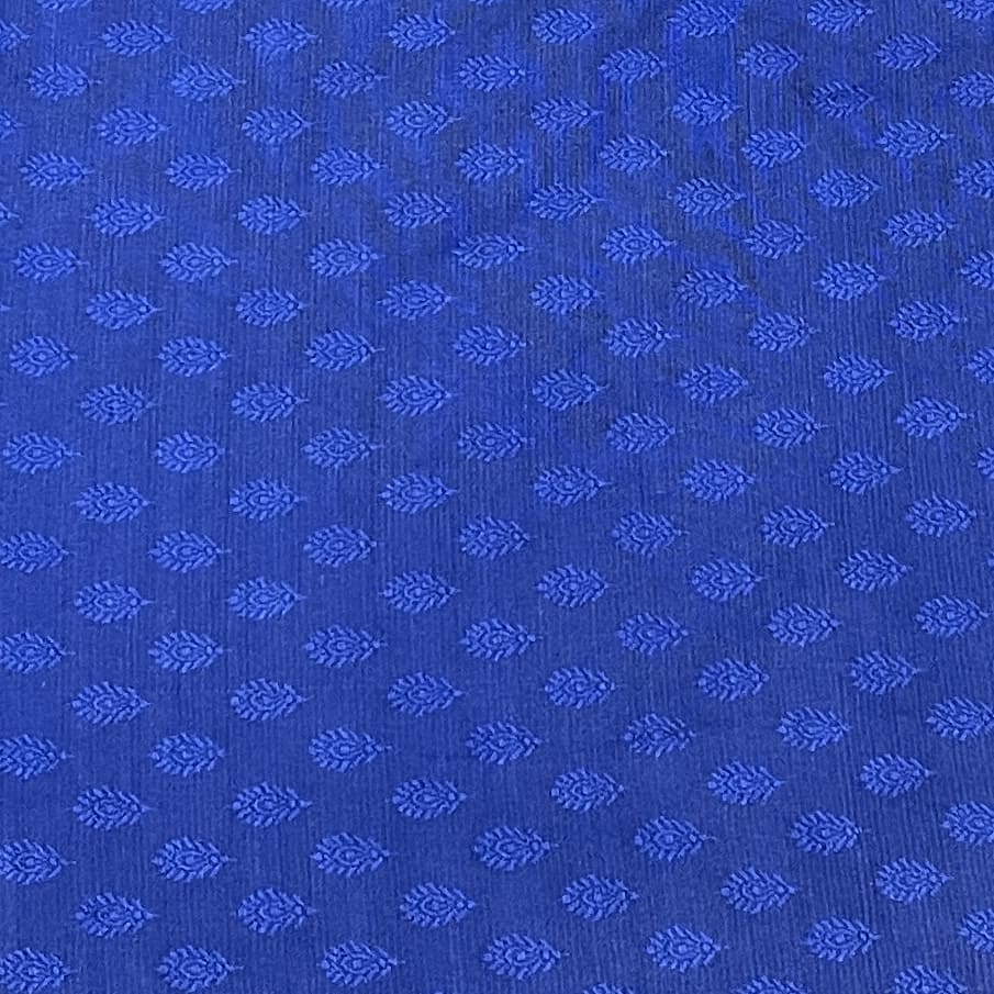 Premium Navy Blue Buti Work Brocade Silk Fabric