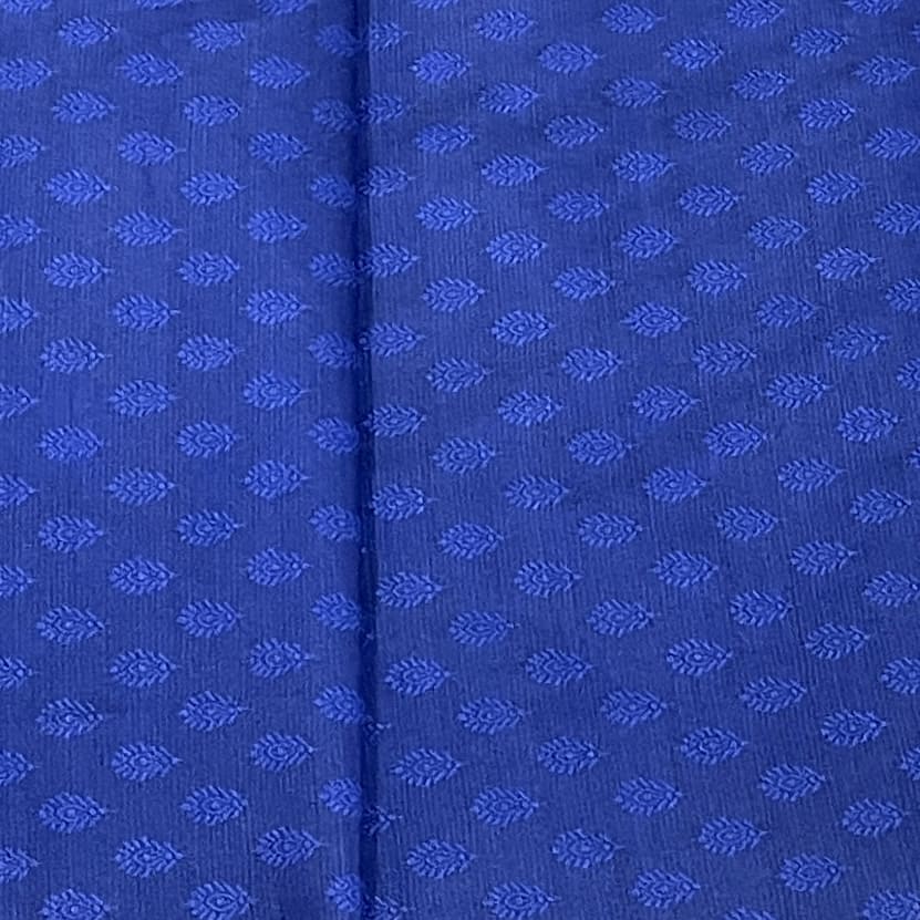 Premium Navy Blue Buti Work Brocade Silk Fabric